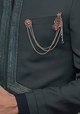 Men Flower Pot Chain Lapel Pin