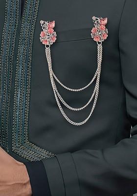 Men Brass Floral Charm Lapel Pin