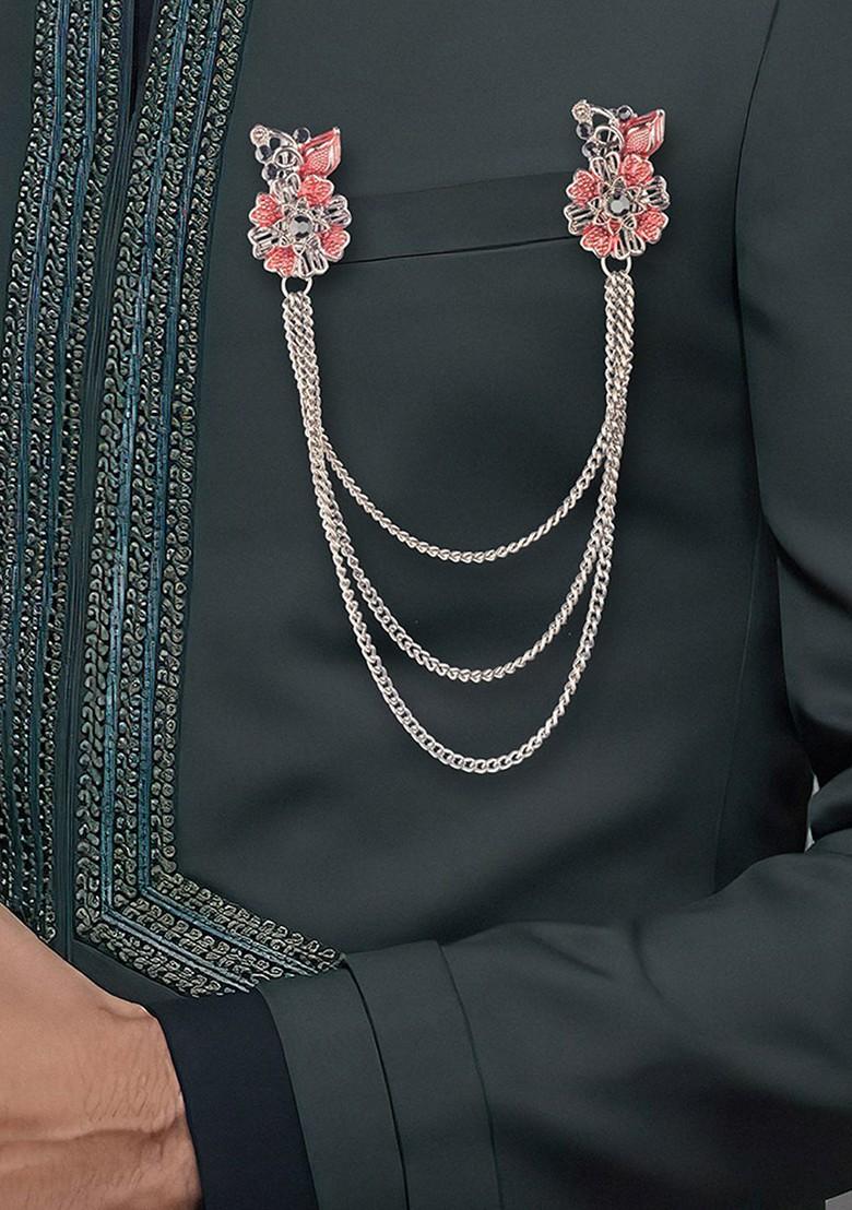 Men Brass Floral Charm Lapel Pin