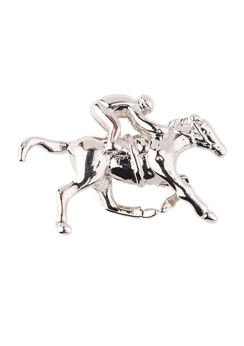 Men Brass Derby Horse With Jockey Lapel Pin