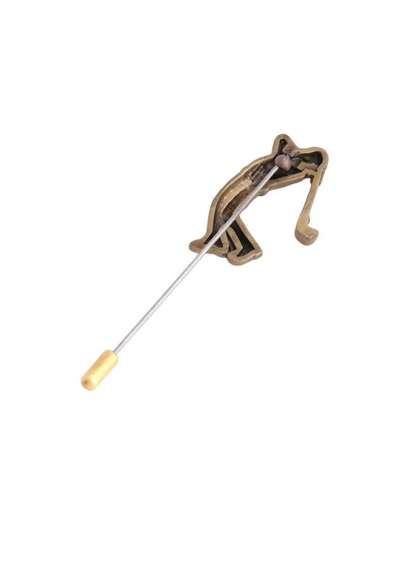 Men Gold Toned Golfer Lapel Pin Brooch