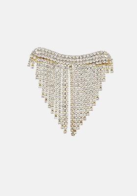 Women Stone Studded Fringed Alloy Brooch