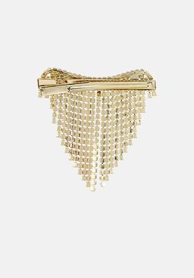 Women Stone Studded Fringed Alloy Brooch