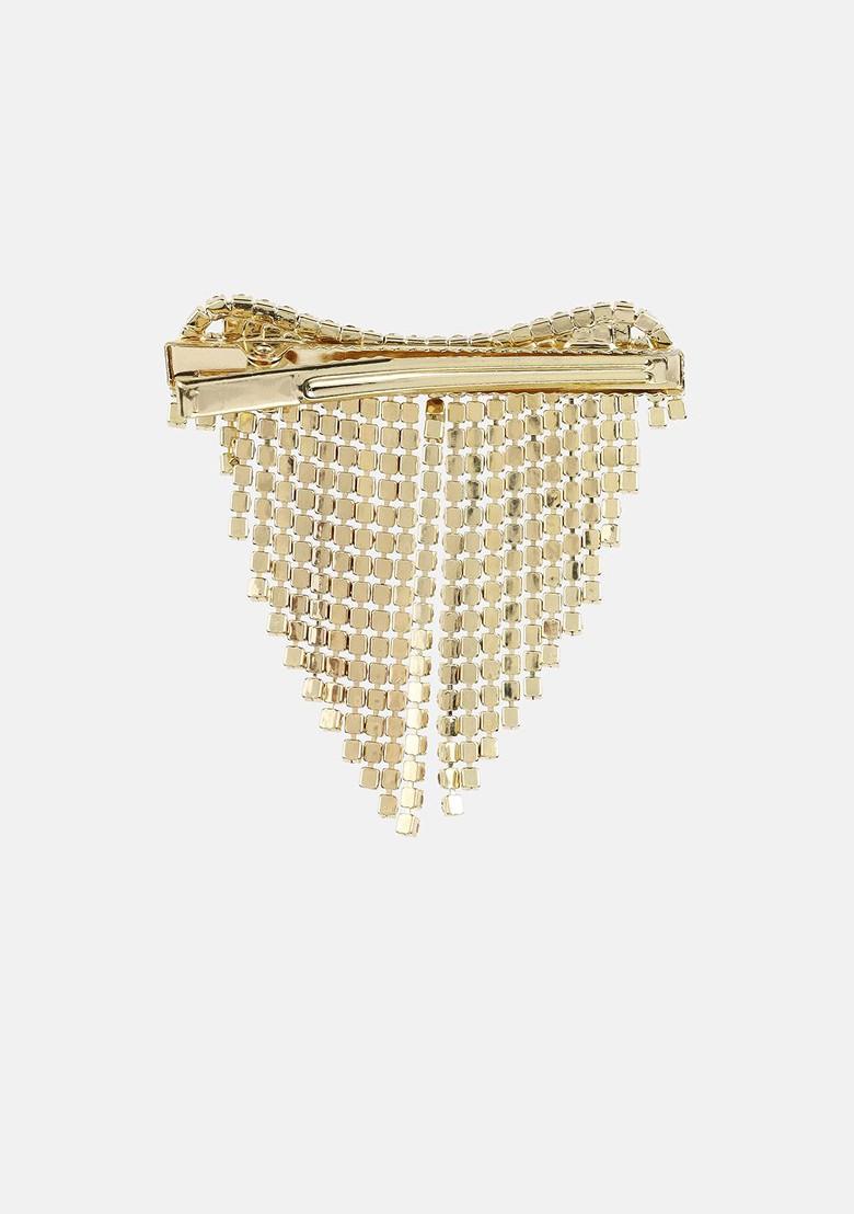 Women Stone Studded Fringed Alloy Brooch