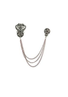 Men Stone Studded Chain Lapel Pin