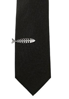 Men Brass Fish Skeleton Tie Pin