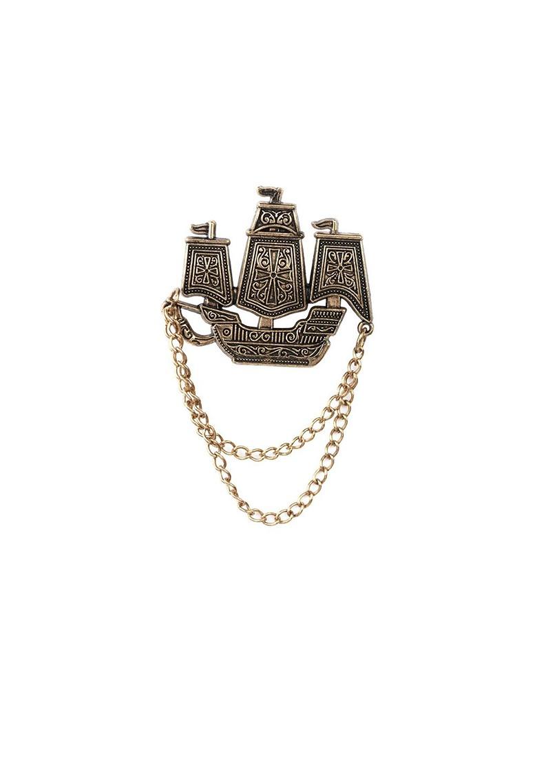 Men Vintage Ship Lapel Pin Brooch