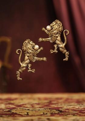 Men Set Of 2 Antique Gold Toned Fireball Lapel Pin