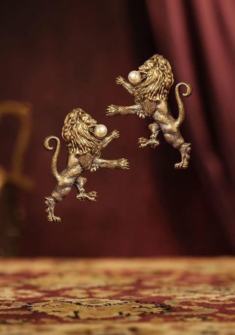 Men Set Of 2 Antique Gold Toned Fireball Lapel Pin