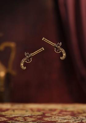 Men Pair Of 2 Antique Gold Terminator Lapel Pin Brooch