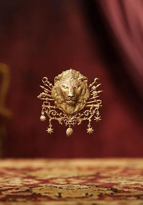 Men Antique Gold Toned Stone Studded Ottoman Brooch