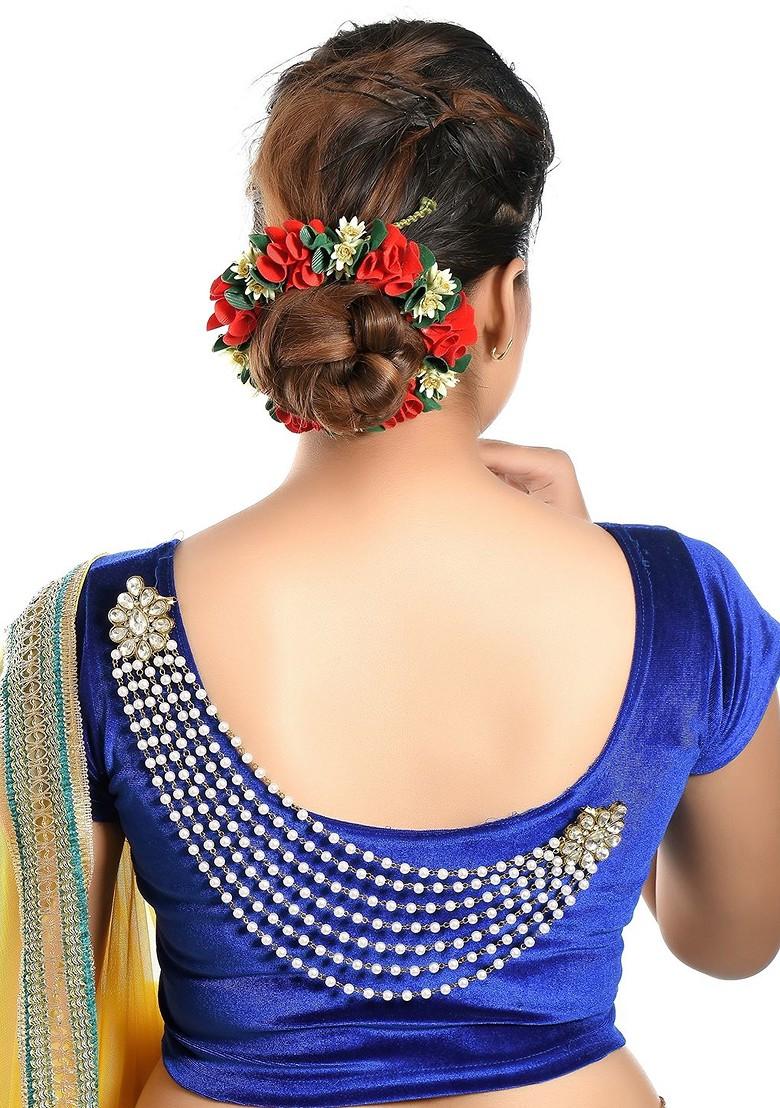 Gold Toned White Stone Studded Multi Layered Brooch