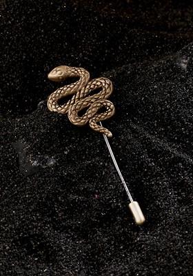 Men Metallic Toned Serpent Lapel Pin