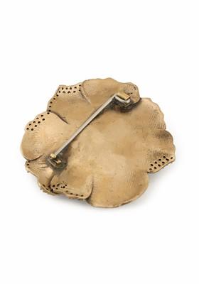 Men Metallic Silver Antique Gold Toned Regal Rose Brooch