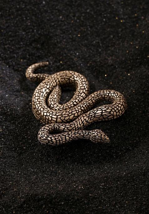 Men Antique Gold Textured Metallic Brooch