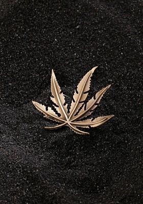 Men Gold Toned Majestic Maple Brooch Pin