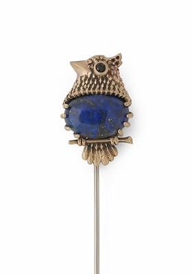 Men Metallic Blue Owlet Lapel Pin