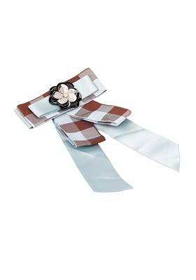 Women Blue Brown Floral Embellished Brooch