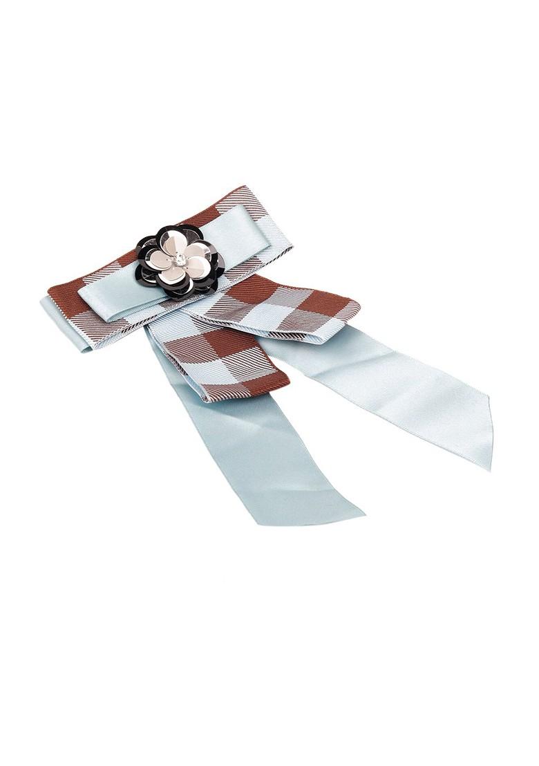 Women Blue Brown Floral Embellished Brooch