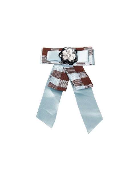 Women Blue Brown Floral Embellished Brooch