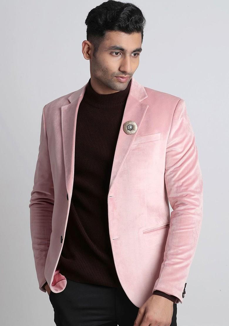 Men Black Metallic Floral Brooch