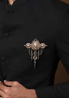 Men Gold Toned Aestheic Lion Brooch