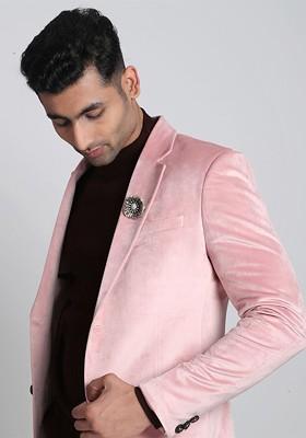 Men Gold Toned Red Stone Studded Floral Magic Brooch