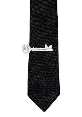 Men Silver Toned Key Tie Pin
