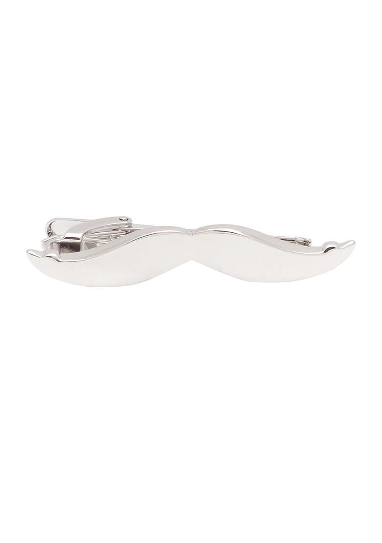 Men Silver Toned Solid Moustache Tie Pin