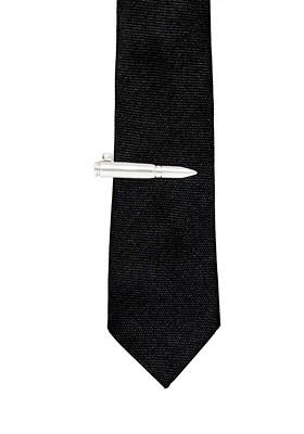 Men Silver Toned Bullet Tie Bar