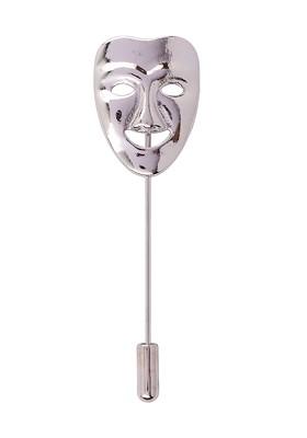 Silver Toned Mask Metal Lapel Pin