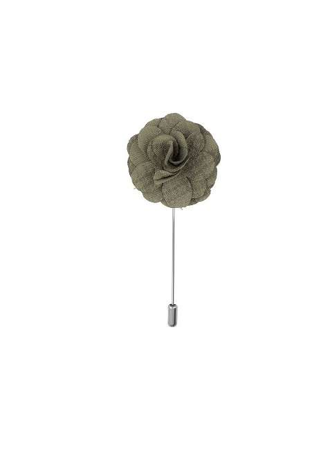 Men Green Solid Flower Shaped Lapel Pin