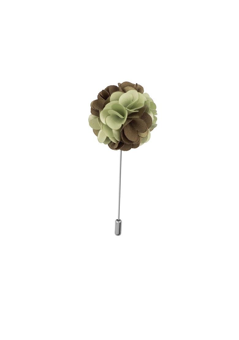 Men Green Marigold Flower Shaped Lapel Pin