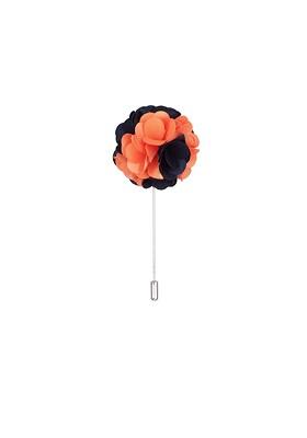 Men Orange Blue Marigold Floral Brooch Lapel Pin
