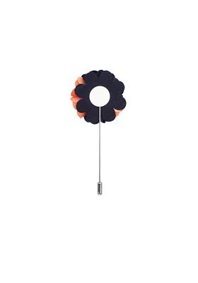 Men Orange Blue Marigold Floral Brooch Lapel Pin