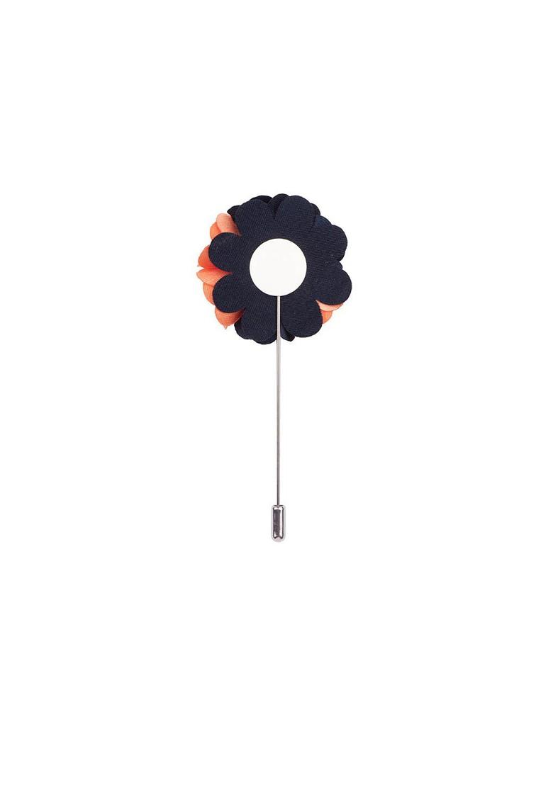 Men Orange Blue Marigold Floral Brooch Lapel Pin