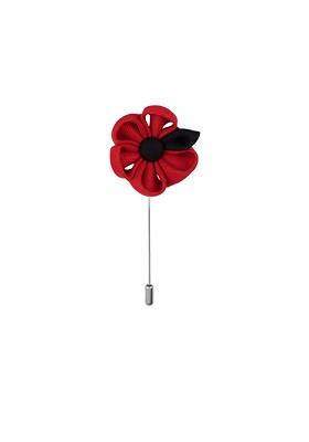 Men Red Solid Flower Lapel Pin