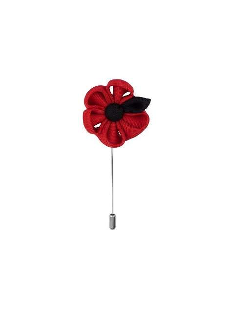 Men Red Solid Flower Lapel Pin