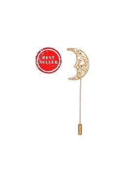 Men Gold Toned Moon King Lapel Pin Brooch