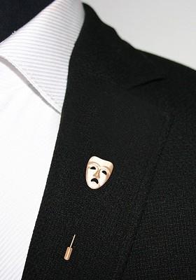 Men Gold Toned Mask Lapel Pin Brooch