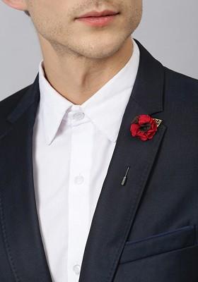 Men Red Floral Brooch Lapel Pin