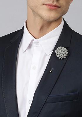 Men Grey Floral Lapel Pin