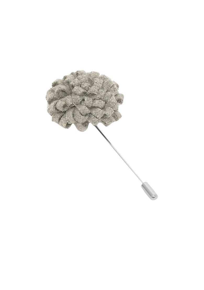 Men Grey Floral Lapel Pin