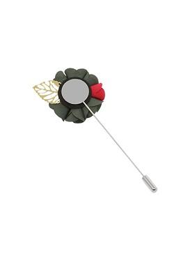 Men Green Red Floral Brooch Lapel Pin