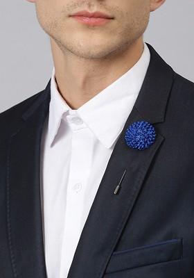 Men Blue Metal Lapel Brooch