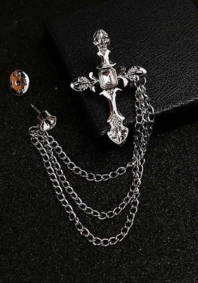 Men Zircon Studded Contemporary Statement Brooch