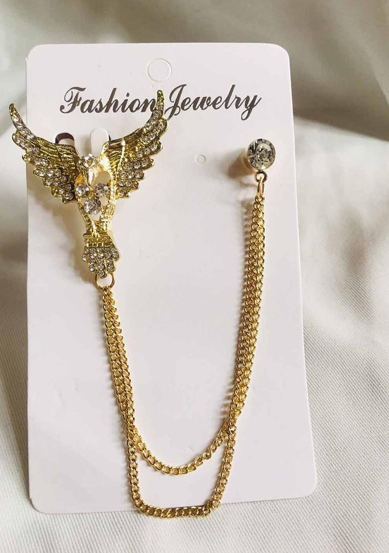 Gold Plated Zircon Studded Brooch