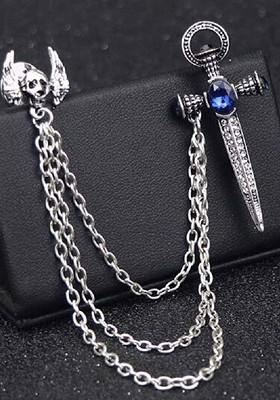 Silver Plated Real Stones Studded Brooch