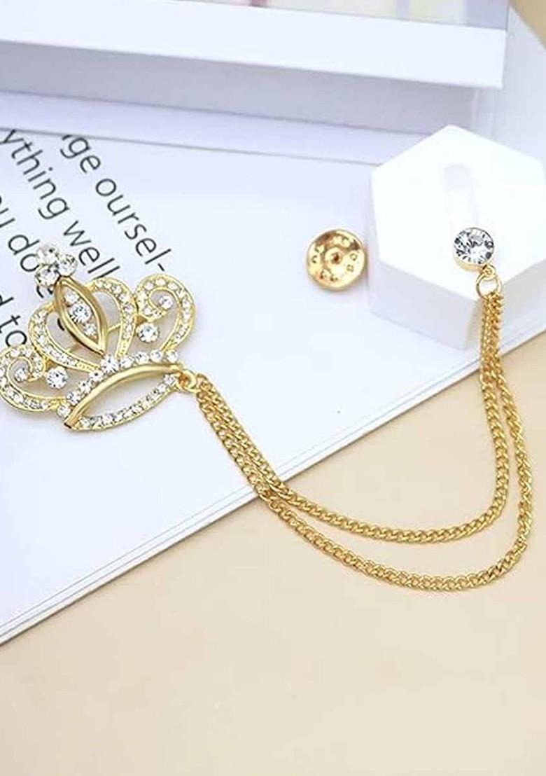 Gold Plated Zircon Studded Brooch