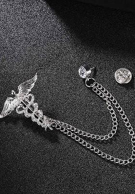 Silver Plated Zircon Studded Brooch